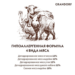 GRANDORF DOG 4 Meat PROBIOTIC MED&MAXI (4 мяса c пробиотиками для cобак средних и крупных пород) 10 кг.